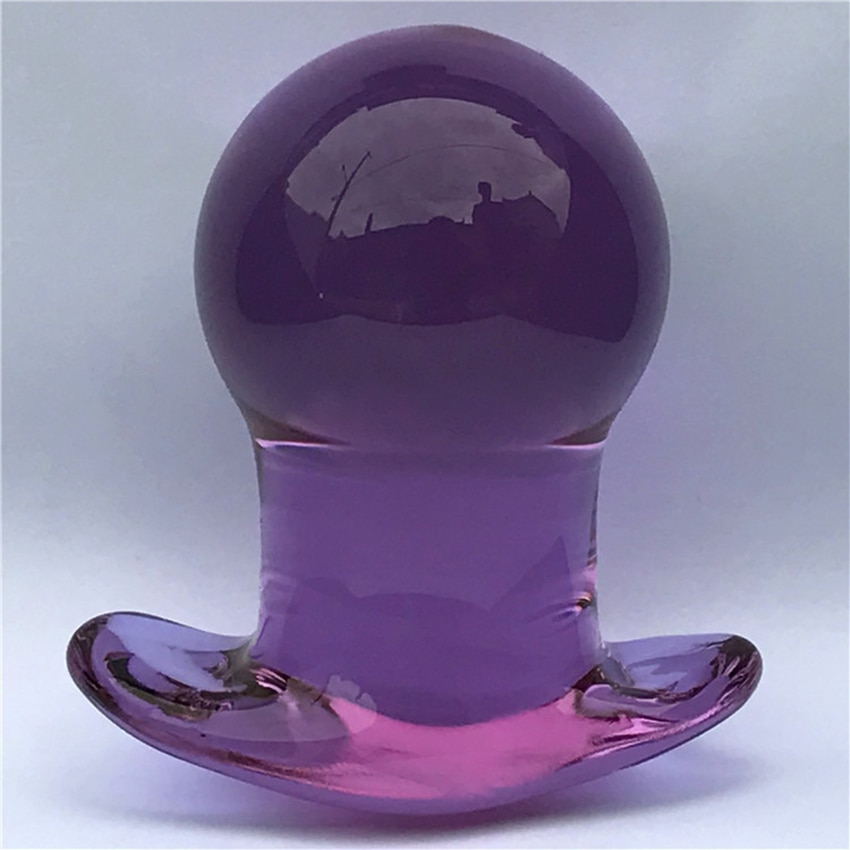 Новый большой Анальная вагинальная пробка с фиолетовым кристаллом 50 мм, стеклянный дилататор, анальный фаллоимитатор, шарик простаты для массажа жопы, Анальная пробка, игрушки для геев