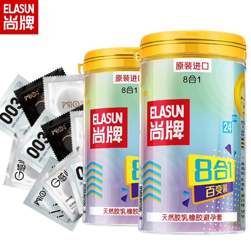 Латексные презервативы ELASUN для мужчин, презервативы для интима, 8 видов стилей, Ультратонкий презерватив