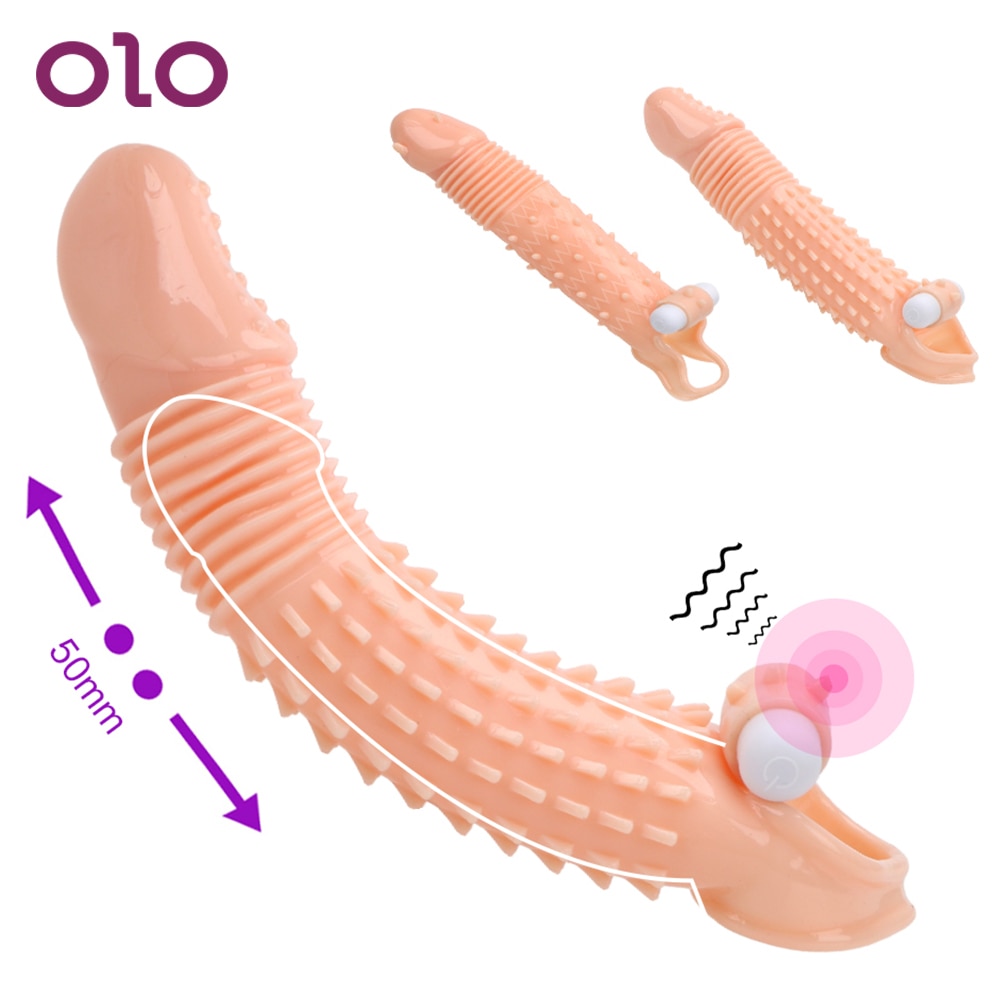 Многоразовые презервативы OLO для мужчин, вибрирующие презервативы для увеличения пениса, дилдо, интимные игрушки для мужчин с задержкой эякуляции