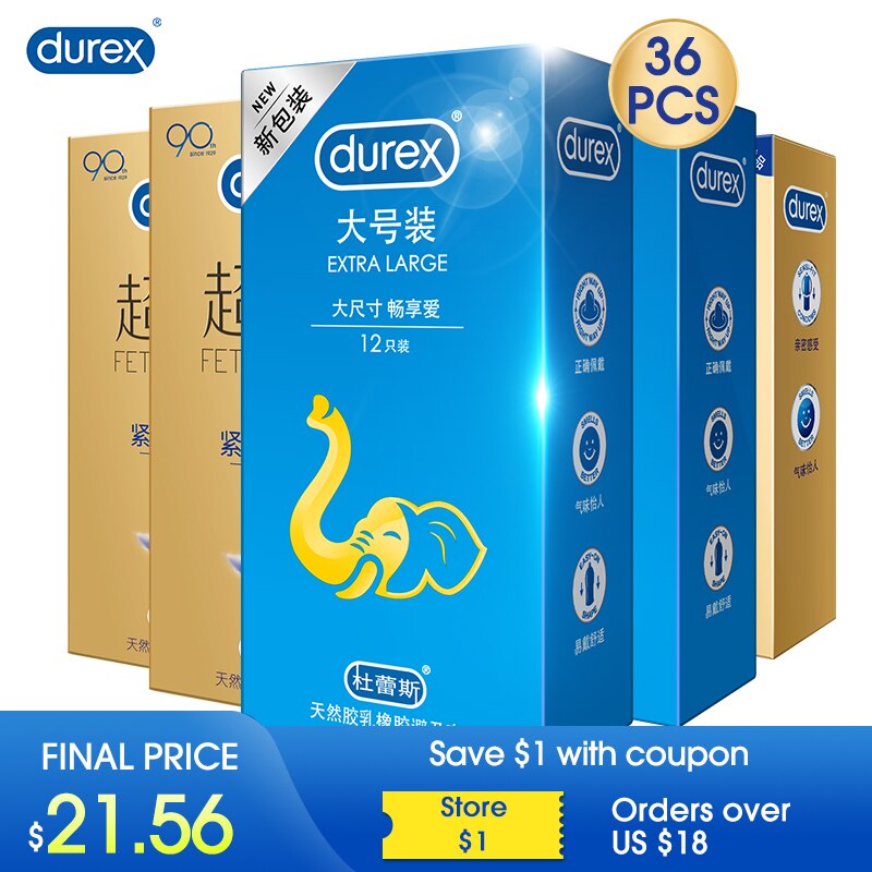 Презервативы Durex для мужчин XXL 56 мм натуральные латексные смазочные Ультра тонкие презервативы для пениса интимные товары для взрослых секс-игрушки для пар