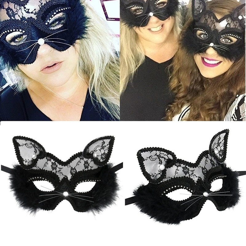 Роскошная Венецианская Маскарадная маска для женщин и девочек, Сексуальная кружевная черная маска кошачий глаз для нарядного платья, вечерние платья на Рождество и Хэллоуин