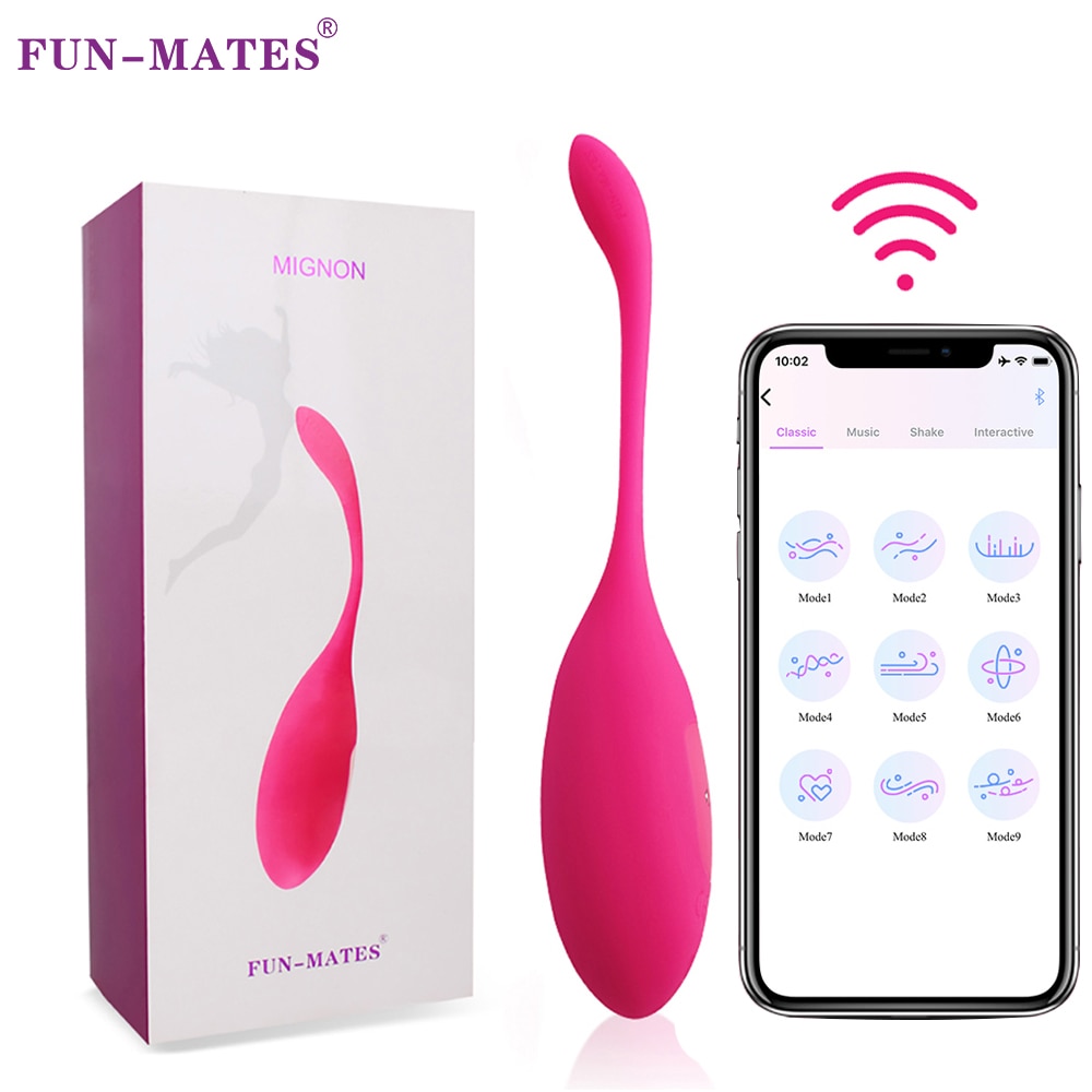 Вибрирующее яйцо для женщин FUN-MATES, вагинальный вибратор в форме шарика кегеля для точки G, с беспроводным дистанционным управлением через приложение, интимные игрушки для женщин