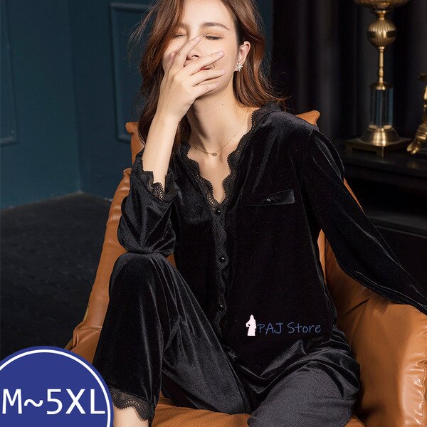 Зимняя Черная кружевная Женская бархатная Пижама 4XL 5XL, теплая ночная рубашка, одежда для сна, женская пижама, сексуальная теплая Домашняя одежда, Пижама