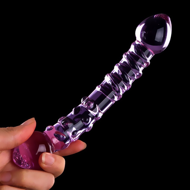 Двойной кристалл фиолетовый стеклянный фаллоимитатор Pyrex, искусственный пенис гранулы и спираль G Spot симулятор взрослые секс-игрушки для женщин