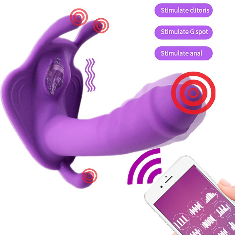 Фаллоимитатор-бабочка, секс-игрушки для пар, мастурбатор с дистанционным управлением через приложение, вибраторы для женщин в трусиках