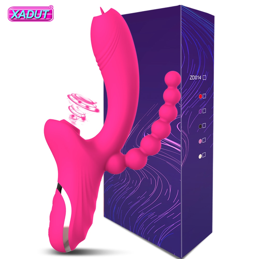 Мощный вибратор, Женский Вибратор, Женский Вибратор для точки G, язык, лижущий вакуумный стимулятор, анальные секс-игрушки для взрослых 18