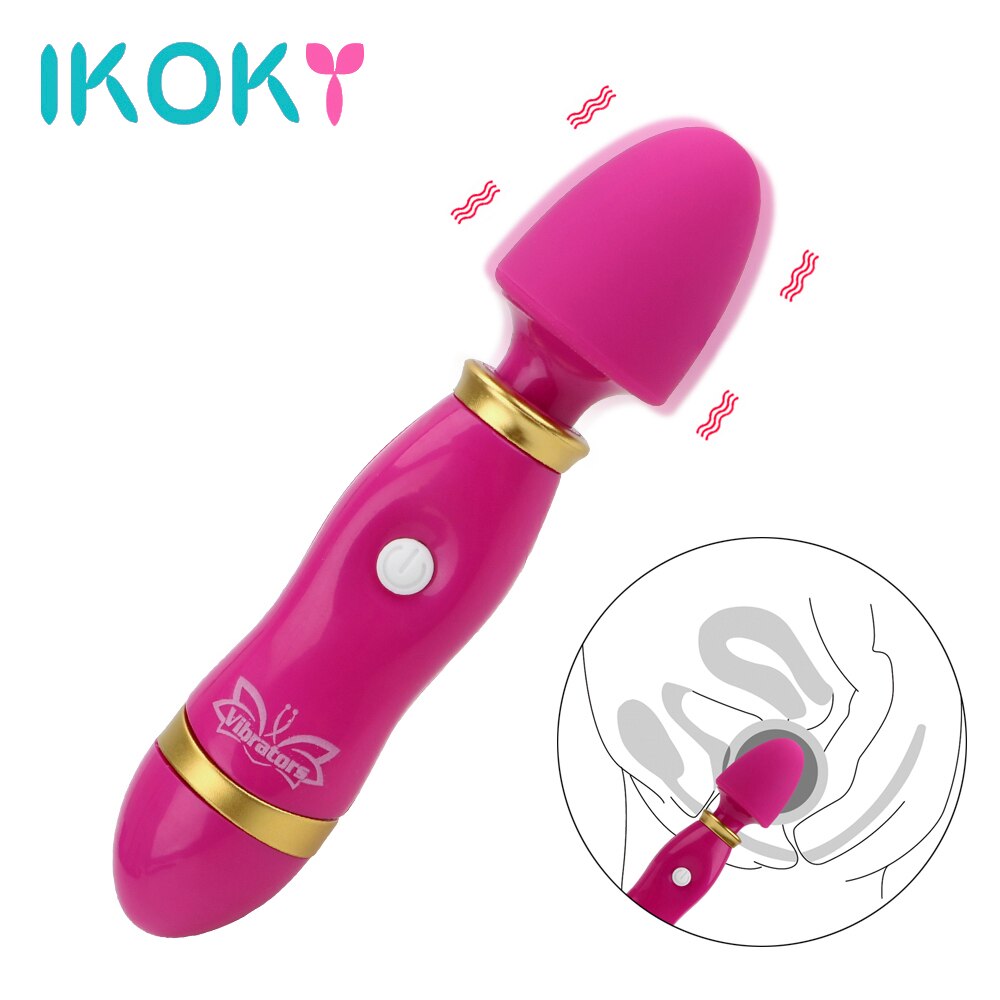 Вибратор IKOKY для женской мастурбации точки G, силиконовый, для стимуляции клитора, товары для взрослых, волшебная палочка, интимные игрушки для женщин