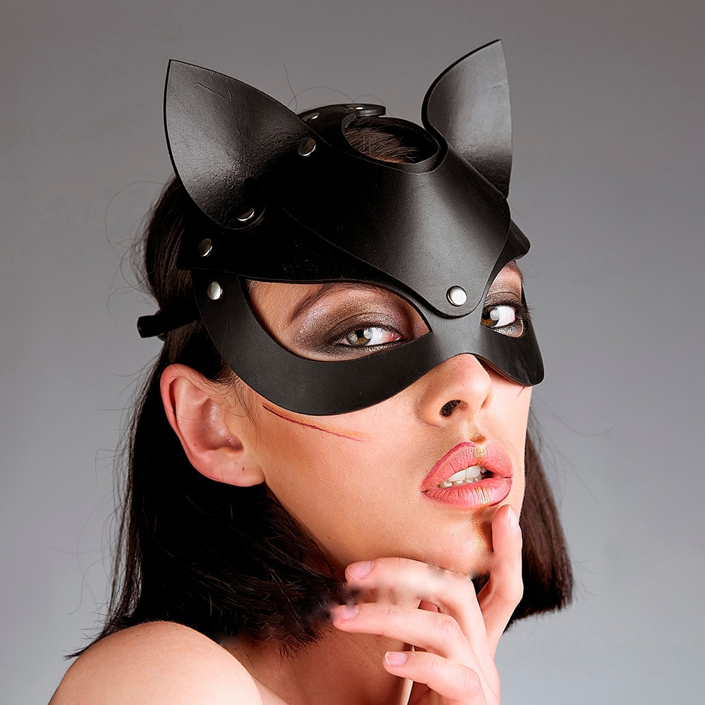 Женские сексуальные маски кошек, одежда для фетиша, эротические ремни, БДСМ кожаные маски, регулируемый кожаный поводок, готические эротические костюмы для косплея