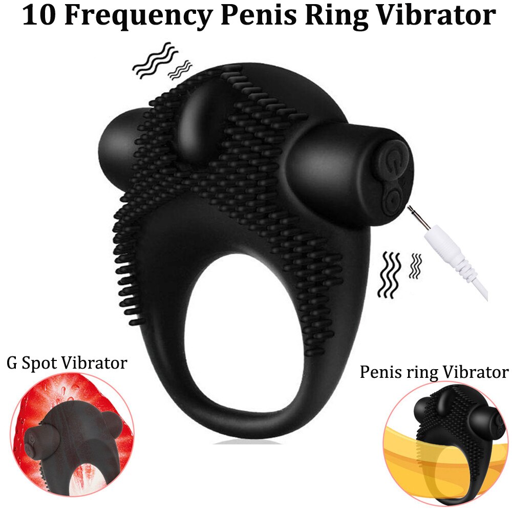 10 Частотный перезаряжаемый кольцо-вибратор на пенис Задержка эякуляции Силиконовое кольцо для пениса член вибрирующие секс-игрушки для мужчин для пар Двойное проникновение.