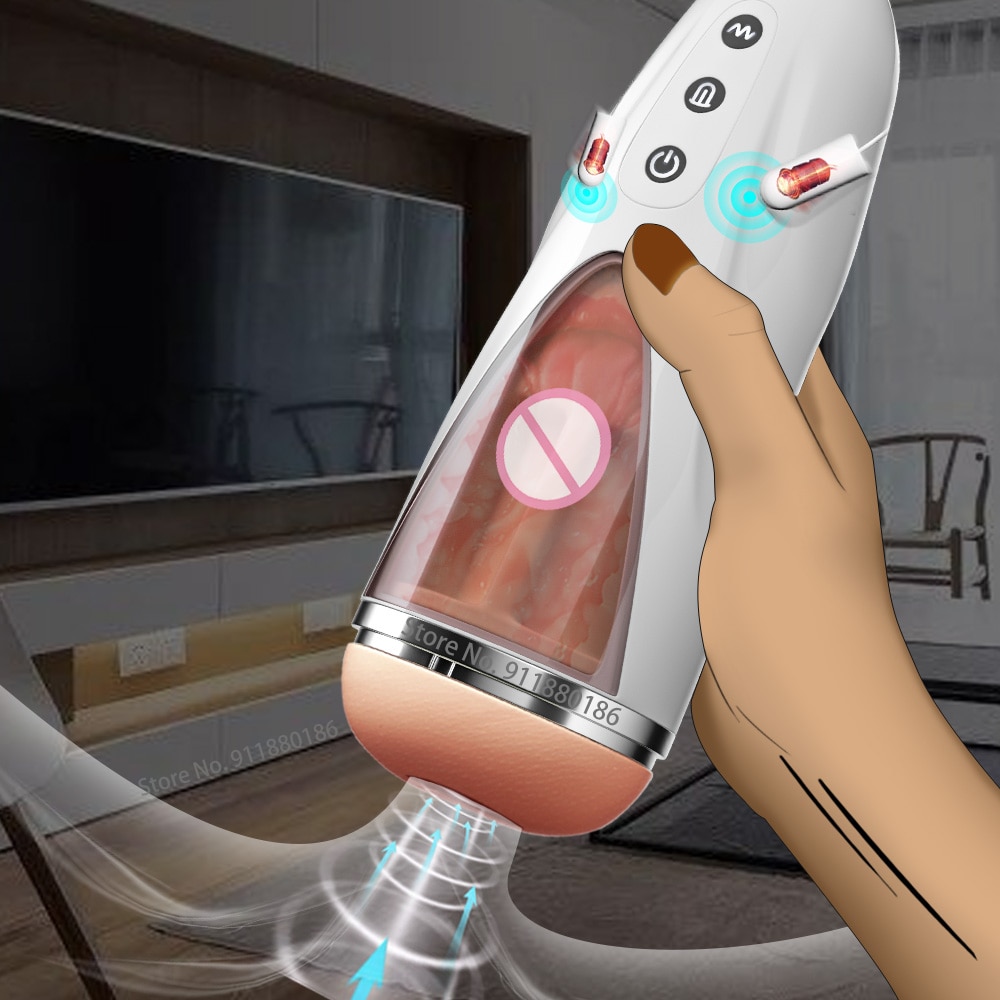 Автоматический мужской мастурбатор чашка с 10 вибрирующими и лижущими движениями языка 3D Реалистичная вагинальная текстура оральные секс-игрушки для мужчин