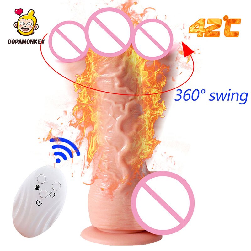 Фаллоимитатор с подогревом-вибратор DopaMonkey, интимная игрушка для женщин с дистанционным управлением, всасывание пениса, Реалистичная качающийся фаллоимитатор для мастурбации