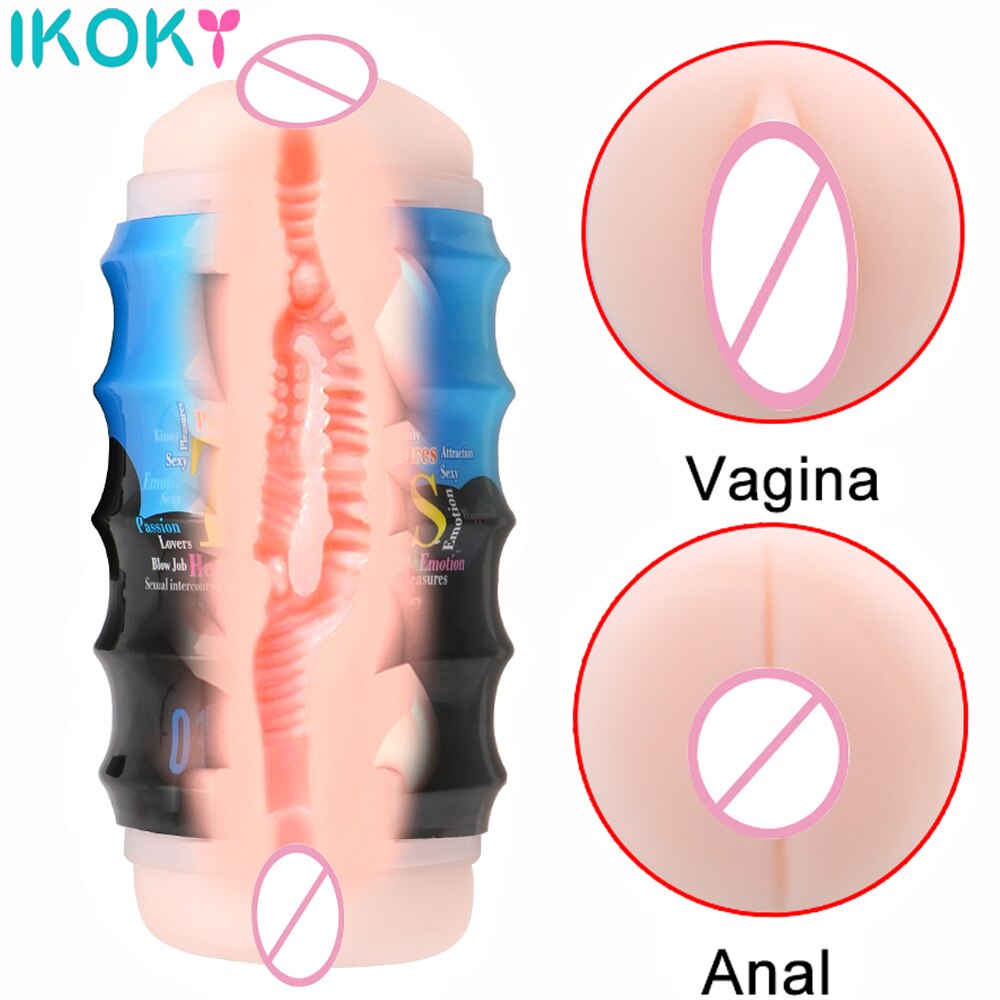 Мужской мастурбатор IKOKY, двухканальная Вагина, настоящий анальный мастурбатор, Вагина для мужчин, геев, эротические взрослые секс-игрушки для мужчин, Мастурбаторы