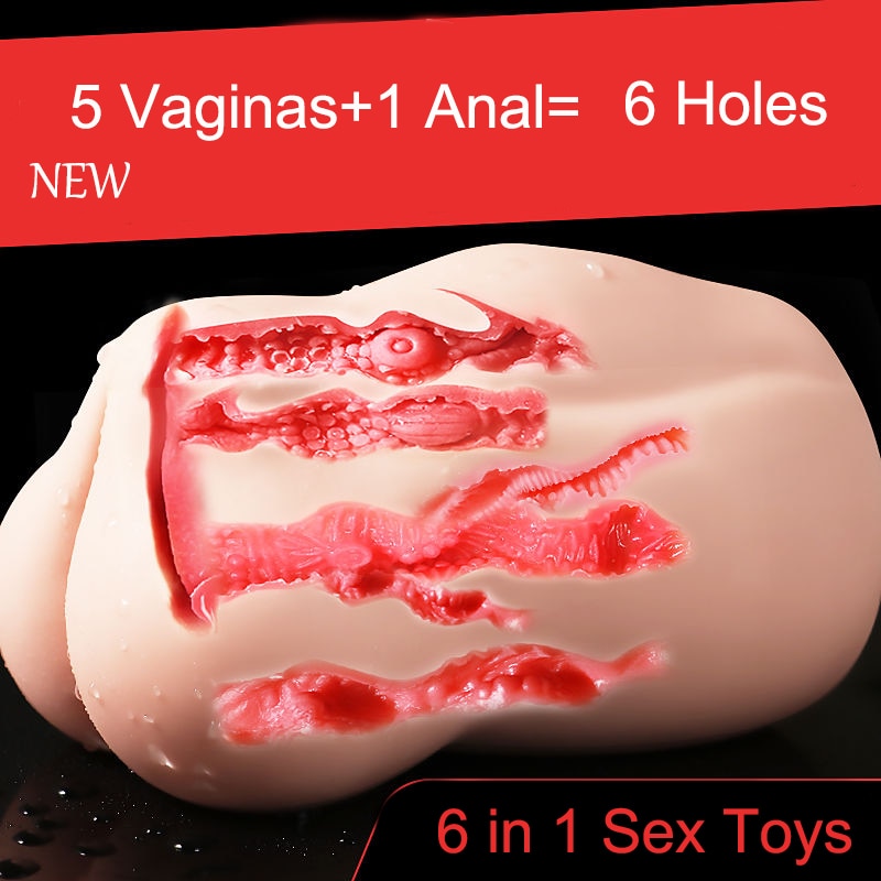 Секс-игрушки для взрослых 6 в 1, Реалистичная Вагина, задница для мужчин, рот, анал, настоящая киска, Мужской мастурбатор, секс-игрушки, Эротические товары