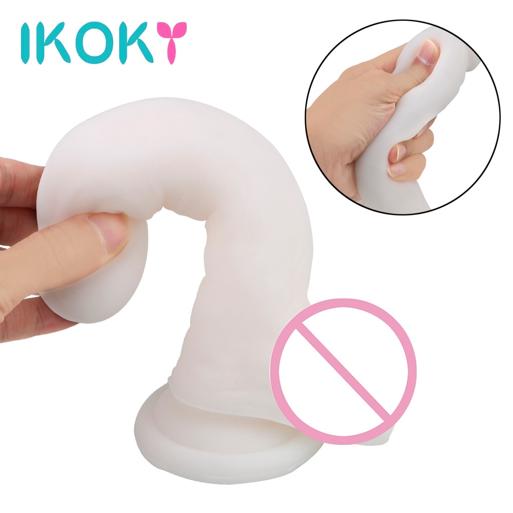 Супер мягкий фаллоимитатор IKOKY, эротические секс-игрушки для женщин, женская мастурбация, имитация искусственного пениса, реалистичный фаллоимитатор