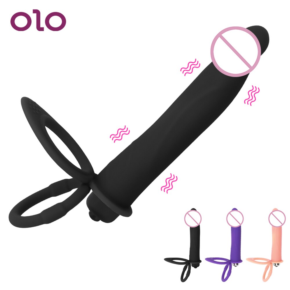 Вибратор OLO с двойным проникновением, 10-скоростной фаллоимитатор, силиконовый ремешок на пенисе, Анальная пробка, интимные игрушки для мужчин