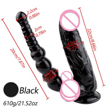 Двойной фаллоимитатор с присоской для женской мастурбации Анальная пробка бусины g-точка вагинальный массажный стимулятор интимные игрушки для женщин