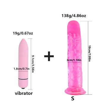 Вибратор-пуля + гелевый фаллоимитатор, реалистичный пенис на присоске, интимные игрушки для женщин товары для интима, Стимулятор точки G, большой фаллоимитатор
